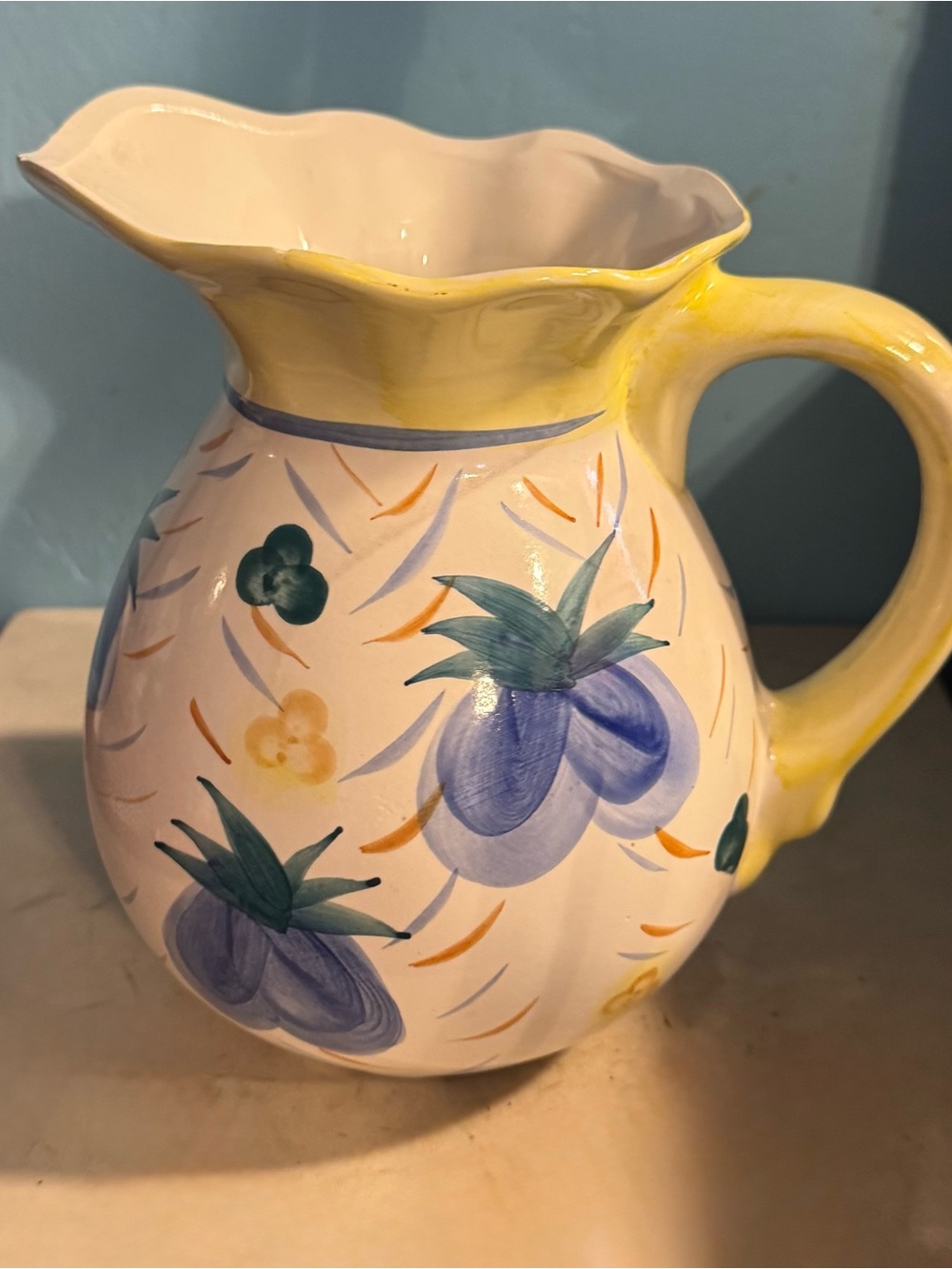 Hand-Painted Floral
Ceramic Pitcher - Picture 3 of 9